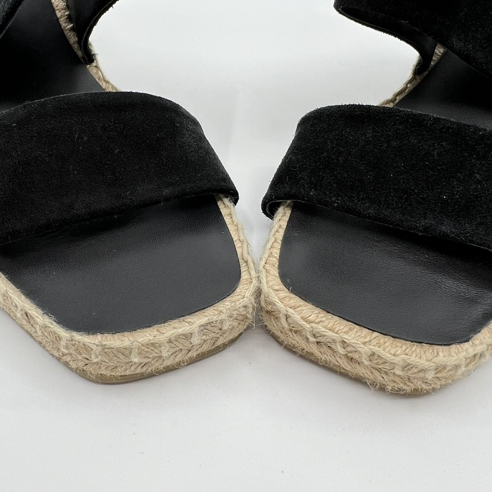 NEW Vince Garlin Black Suede Espadrille Wedge Sandals Square Toe‎ 8.5 Spain - Picture 8 of 12